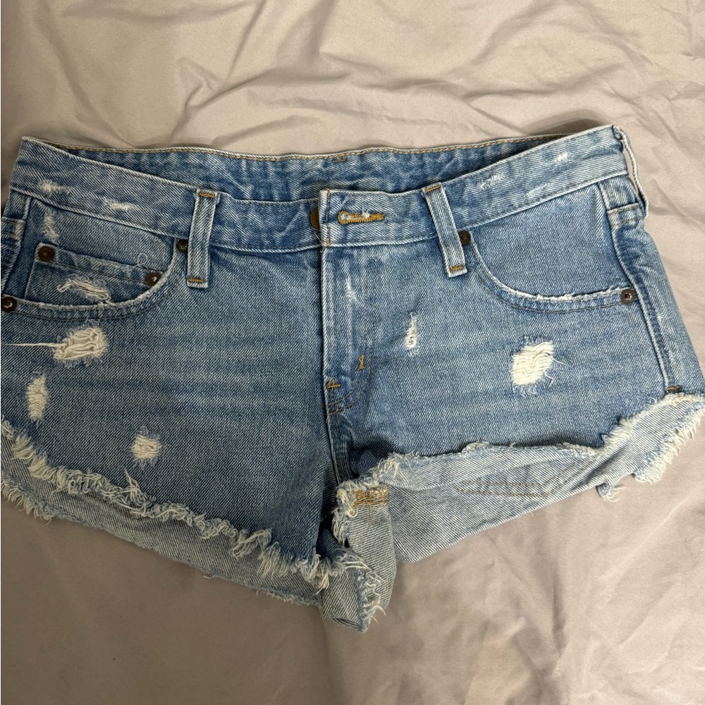 BDG Light Blue Distressed Jean Shorts